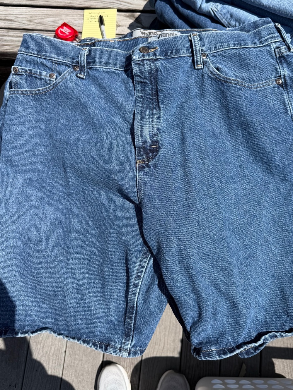 Wrangler Classic Blue Denim Men’s Shorts Size 40, two pairs.